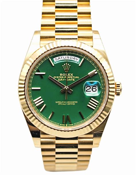 gold rolex green|Rolex day date 40 yellow gold.